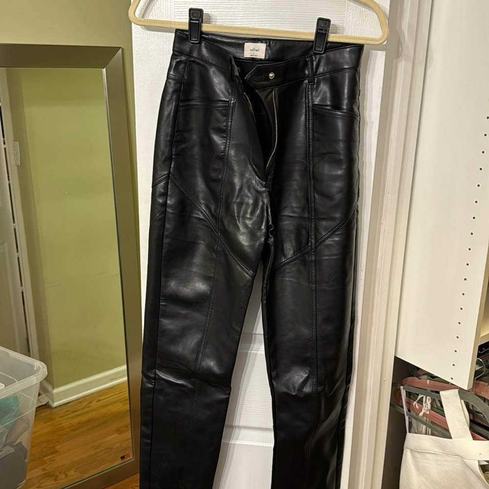 Aritzia Black Leather Ankle Pant